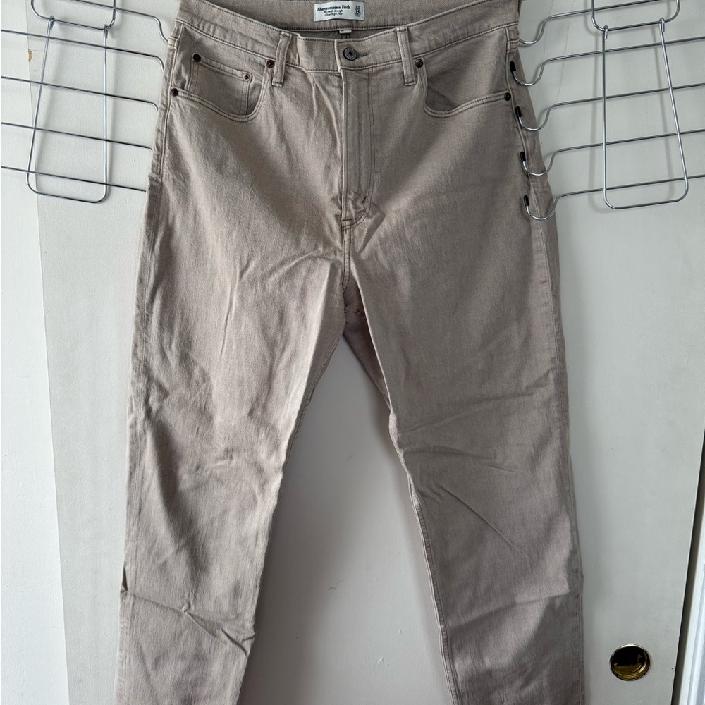 Abercrombie & Fitch Tan Ankle Straight Ultra High Rise Jeans - Curve Love